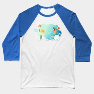 Floral buterfly aqua Baseball T-Shirt